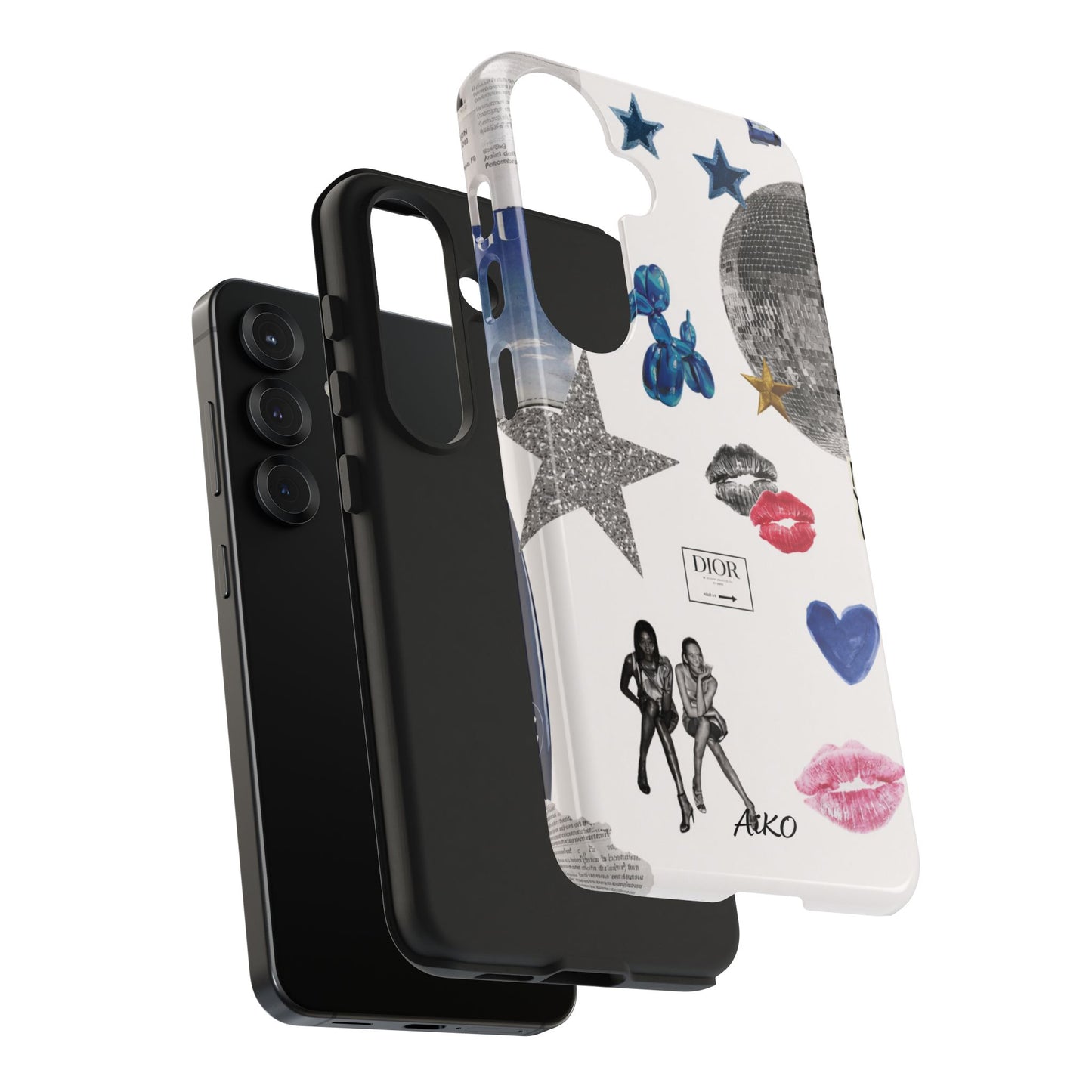Glam Collage — Tough Protective Phone Case (disco ball, lips, stars)