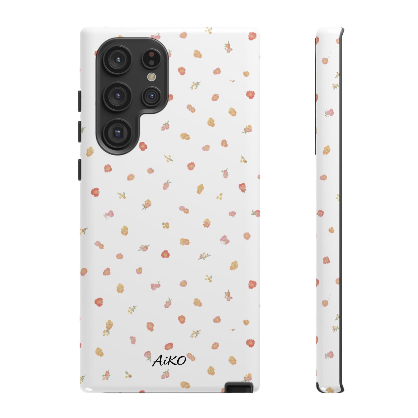 Floral Confetti Tough Phone Case — Minimal White with Tiny Rose Petals
