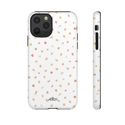 Floral Confetti Tough Phone Case — Minimal White with Tiny Rose Petals