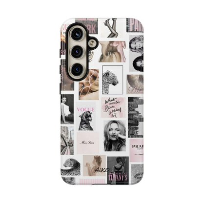 Fashion Collage Phone Case — Pink Vogue Magazine Aesthetic Tough Case
