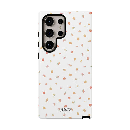 Floral Confetti Tough Phone Case — Minimal White with Tiny Rose Petals