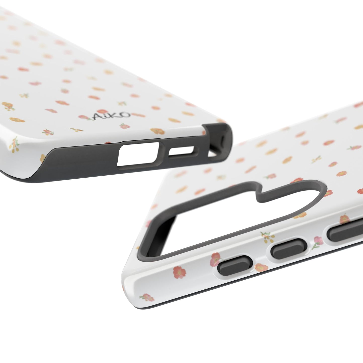 Floral Confetti Tough Phone Case — Minimal White with Tiny Rose Petals