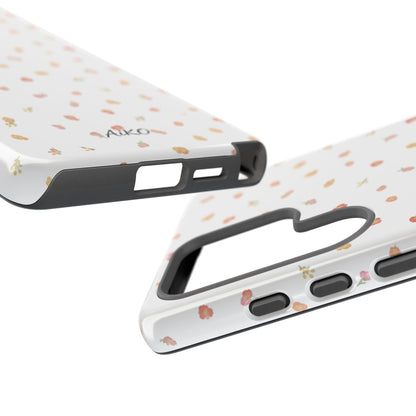 Floral Confetti Tough Phone Case — Minimal White with Tiny Rose Petals