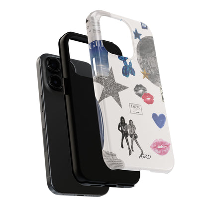 Glam Collage — Tough Protective Phone Case (disco ball, lips, stars)