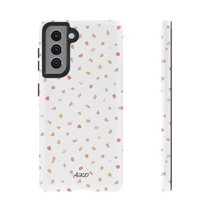 Floral Confetti Tough Phone Case — Minimal White with Tiny Rose Petals