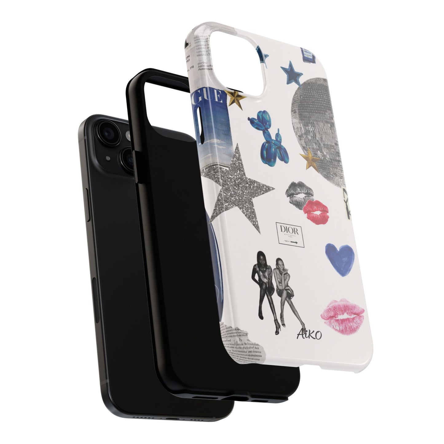 Glam Collage — Tough Protective Phone Case (disco ball, lips, stars)