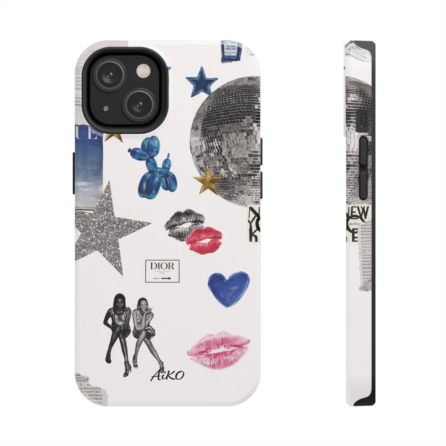 Glam Collage — Tough Protective Phone Case (disco ball, lips, stars)