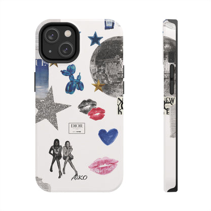 Glam Collage — Tough Protective Phone Case (disco ball, lips, stars)