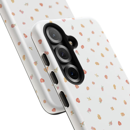 Floral Confetti Tough Phone Case — Minimal White with Tiny Rose Petals