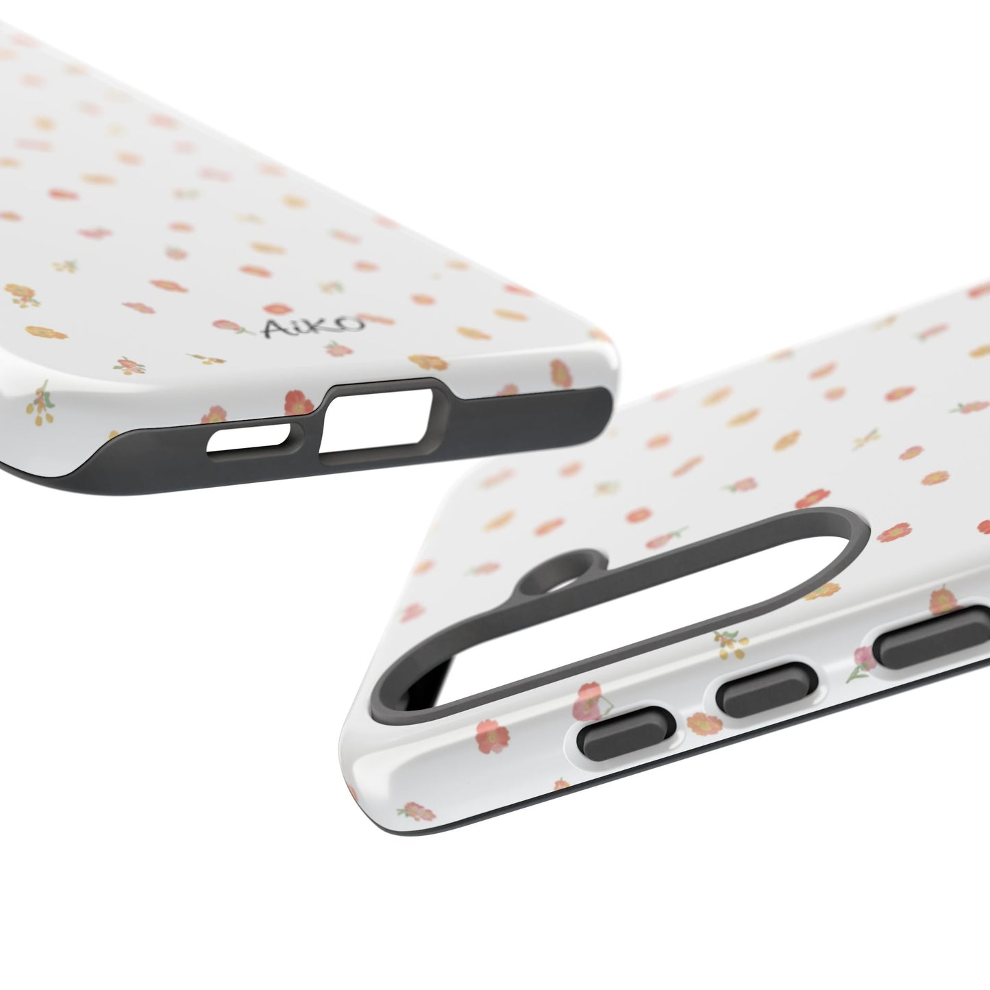 Floral Confetti Tough Phone Case — Minimal White with Tiny Rose Petals