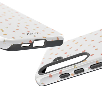 Floral Confetti Tough Phone Case — Minimal White with Tiny Rose Petals