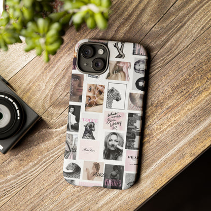 Fashion Collage Phone Case — Pink Vogue Magazine Aesthetic Tough Case