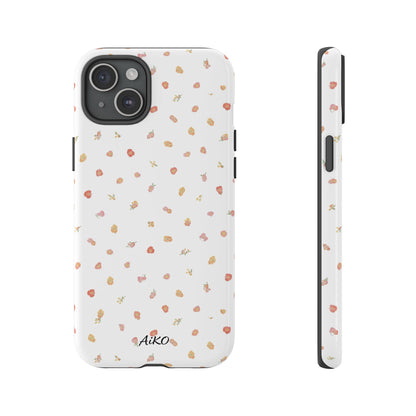 Floral Confetti Tough Phone Case — Minimal White with Tiny Rose Petals