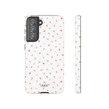 Floral Confetti Tough Phone Case — Minimal White with Tiny Rose Petals