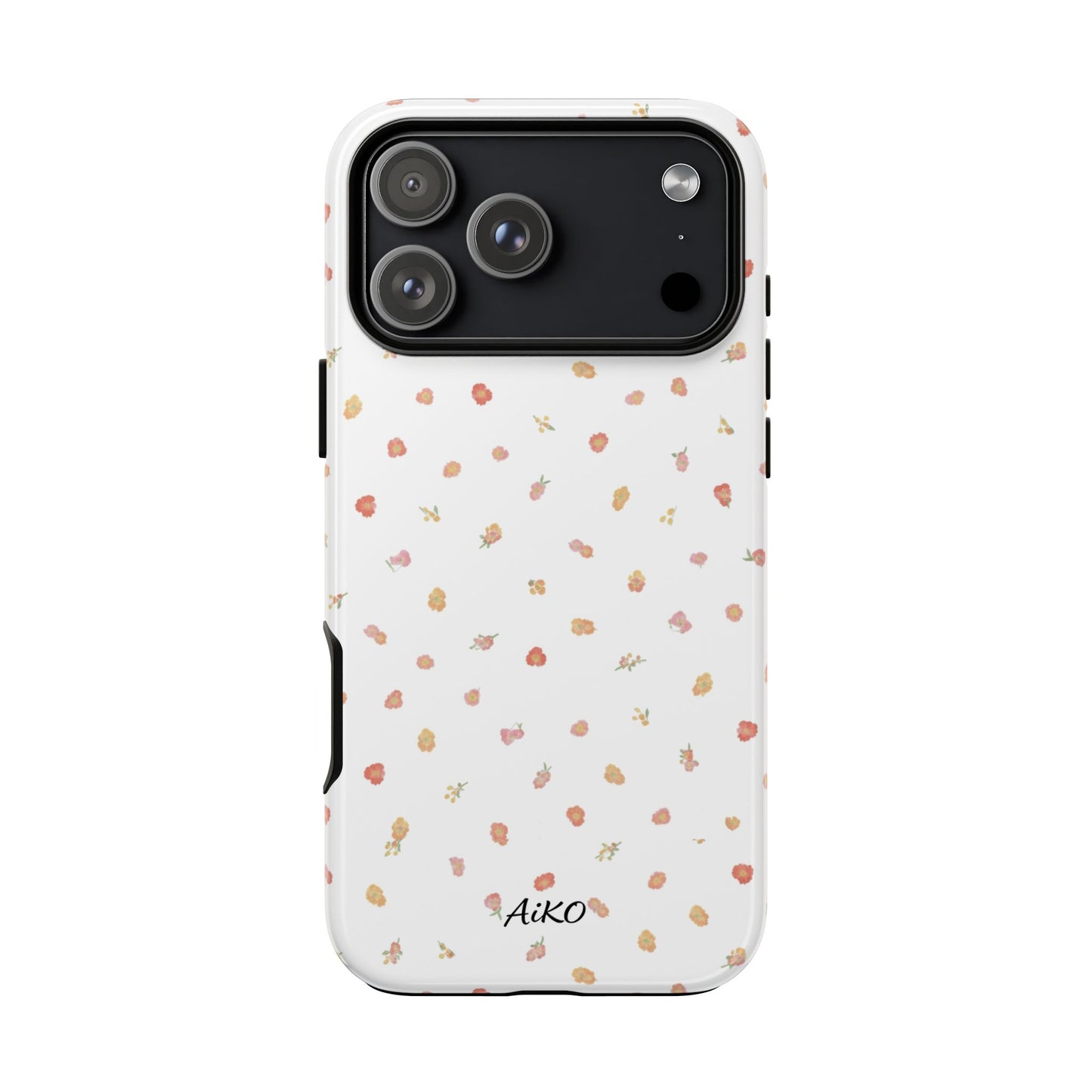 Floral Confetti Tough Phone Case — Minimal White with Tiny Rose Petals