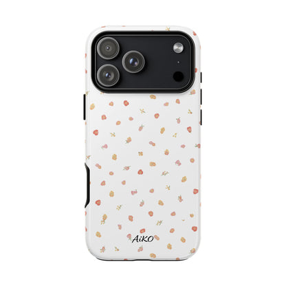Floral Confetti Tough Phone Case — Minimal White with Tiny Rose Petals