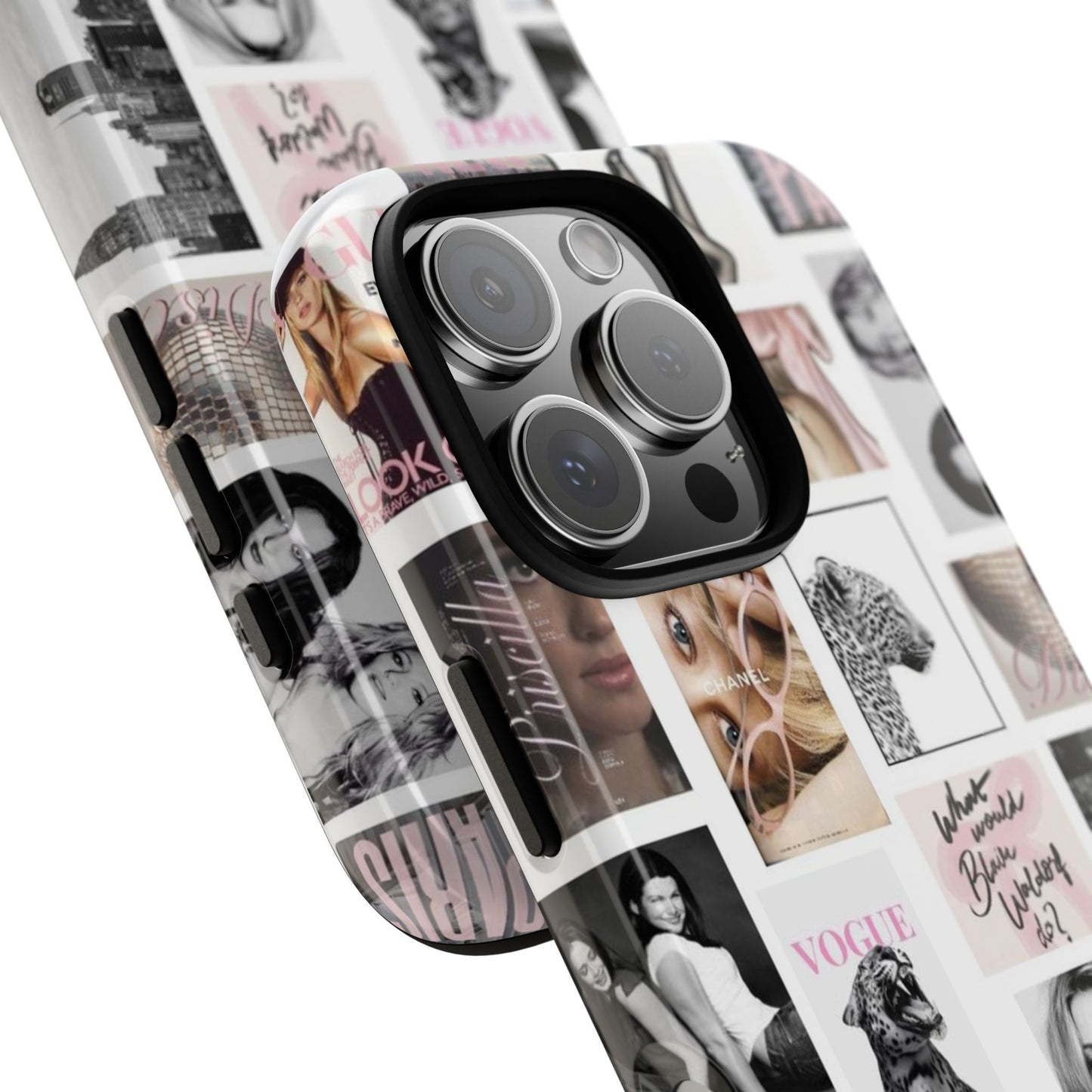 Fashion Collage Phone Case — Pink Vogue Magazine Aesthetic Tough Case