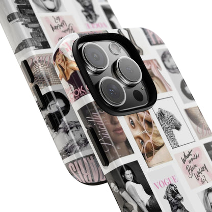Fashion Collage Phone Case — Pink Vogue Magazine Aesthetic Tough Case