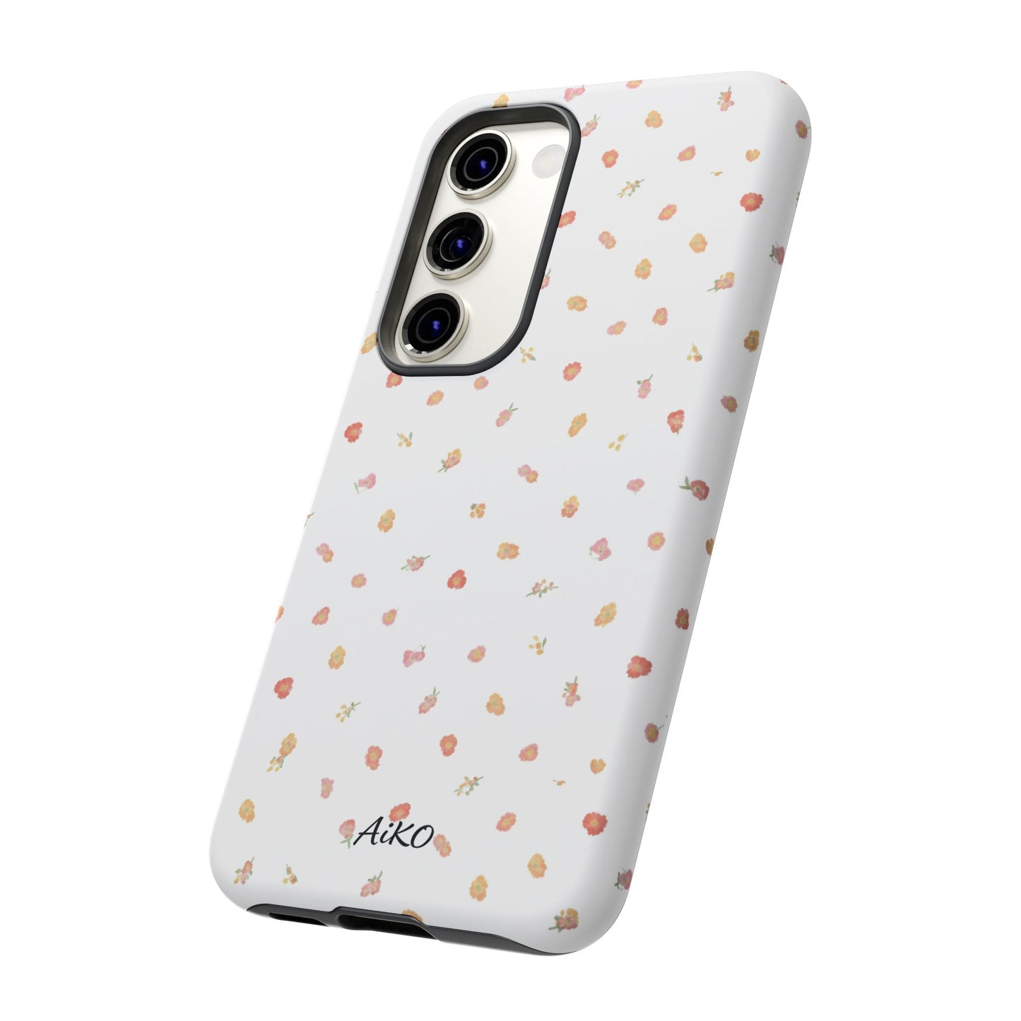 Floral Confetti Tough Phone Case — Minimal White with Tiny Rose Petals