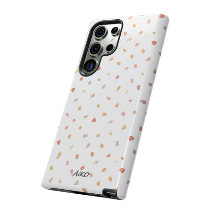 Floral Confetti Tough Phone Case — Minimal White with Tiny Rose Petals