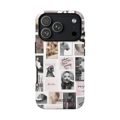 Fashion Collage Phone Case — Pink Vogue Magazine Aesthetic Tough Case