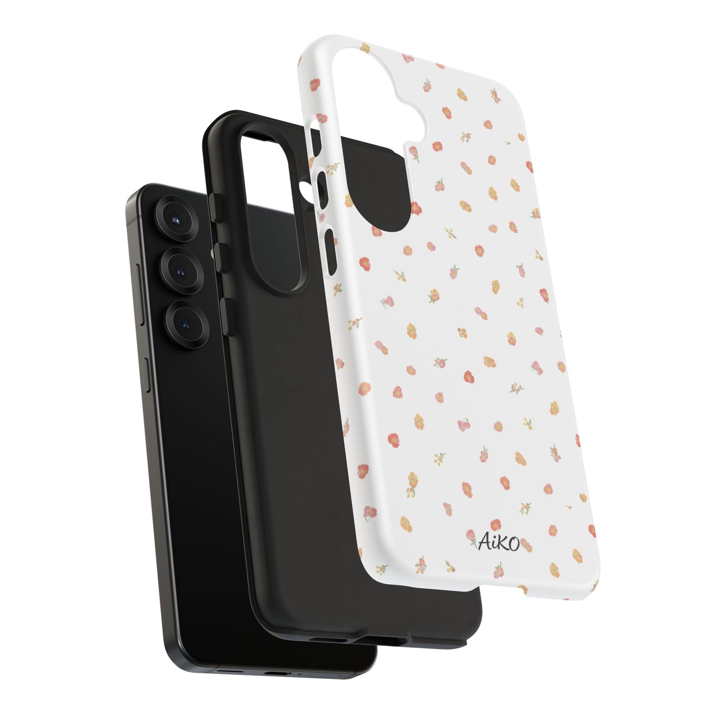 Floral Confetti Tough Phone Case — Minimal White with Tiny Rose Petals