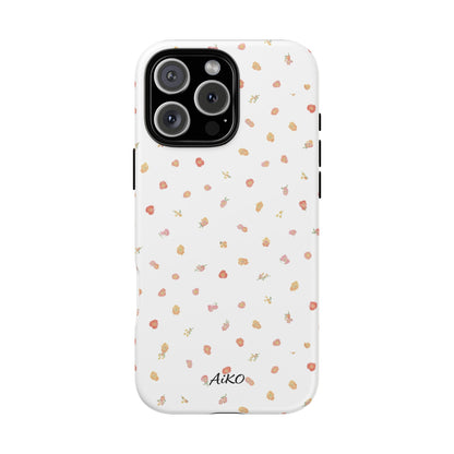 Floral Confetti Tough Phone Case — Minimal White with Tiny Rose Petals