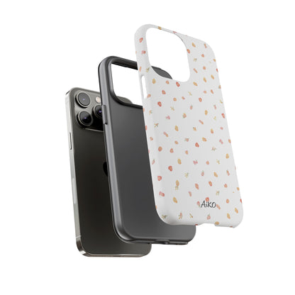 Floral Confetti Tough Phone Case — Minimal White with Tiny Rose Petals