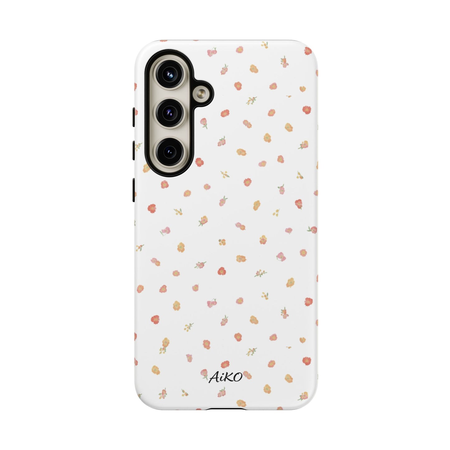 Floral Confetti Tough Phone Case — Minimal White with Tiny Rose Petals