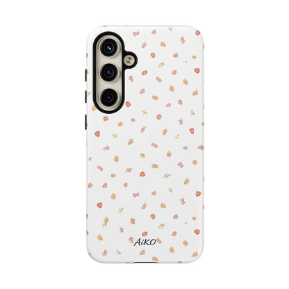 Floral Confetti Tough Phone Case — Minimal White with Tiny Rose Petals