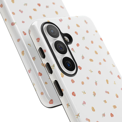 Floral Confetti Tough Phone Case — Minimal White with Tiny Rose Petals