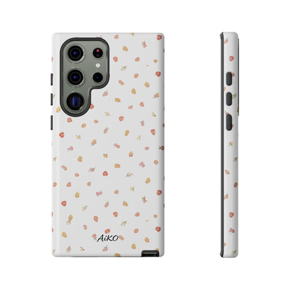 Floral Confetti Tough Phone Case — Minimal White with Tiny Rose Petals