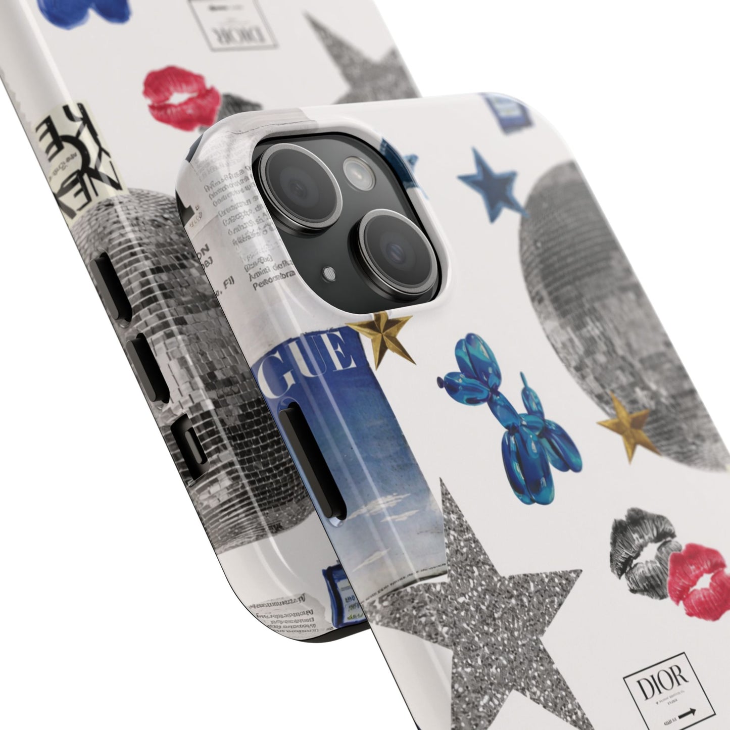 Glam Collage — Tough Protective Phone Case (disco ball, lips, stars)