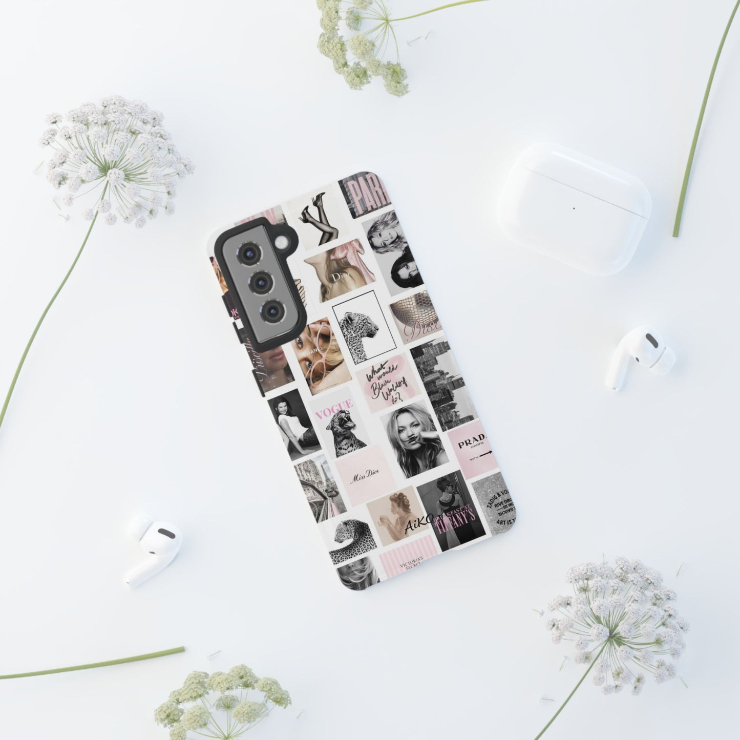 Fashion Collage Phone Case — Pink Vogue Magazine Aesthetic Tough Case