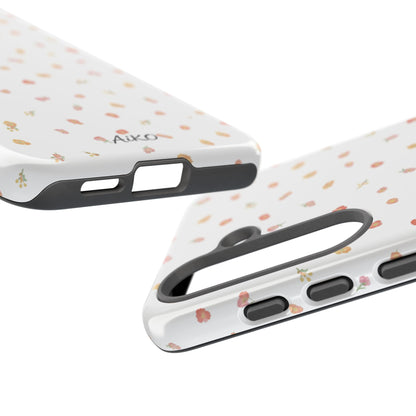 Floral Confetti Tough Phone Case — Minimal White with Tiny Rose Petals
