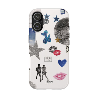 Glam Collage — Tough Protective Phone Case (disco ball, lips, stars)