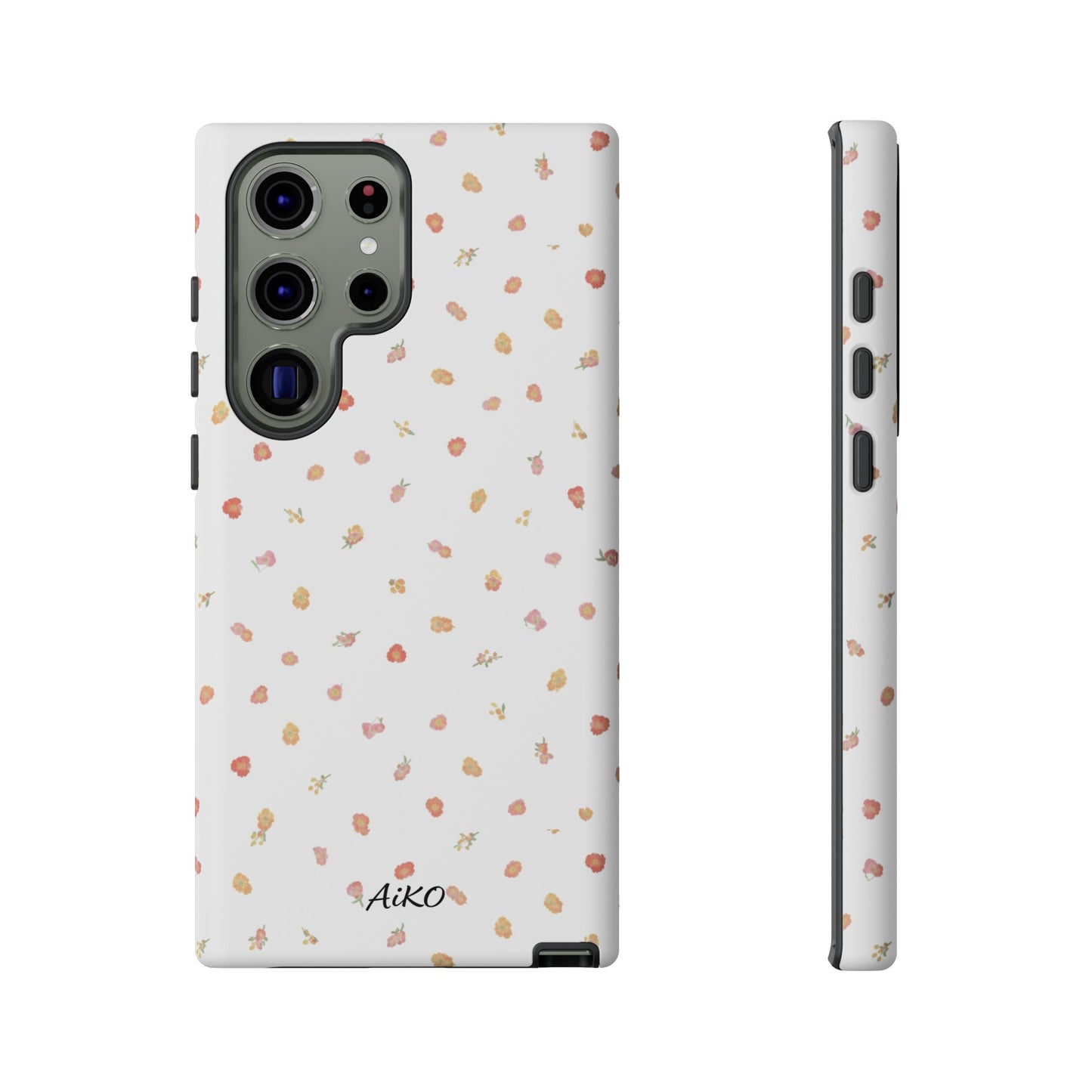 Floral Confetti Tough Phone Case — Minimal White with Tiny Rose Petals