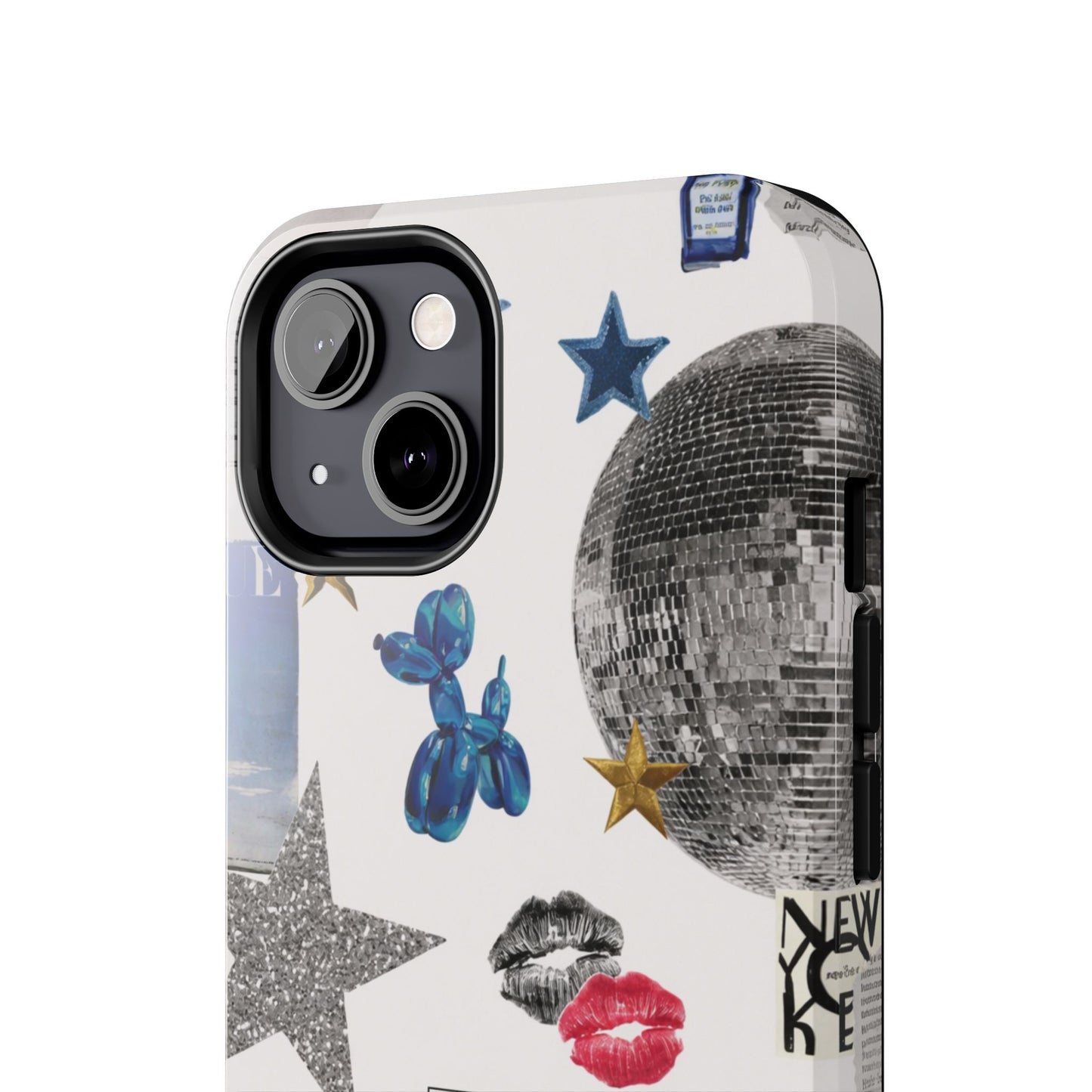 Glam Collage — Tough Protective Phone Case (disco ball, lips, stars)