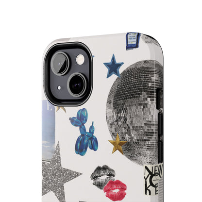 Glam Collage — Tough Protective Phone Case (disco ball, lips, stars)