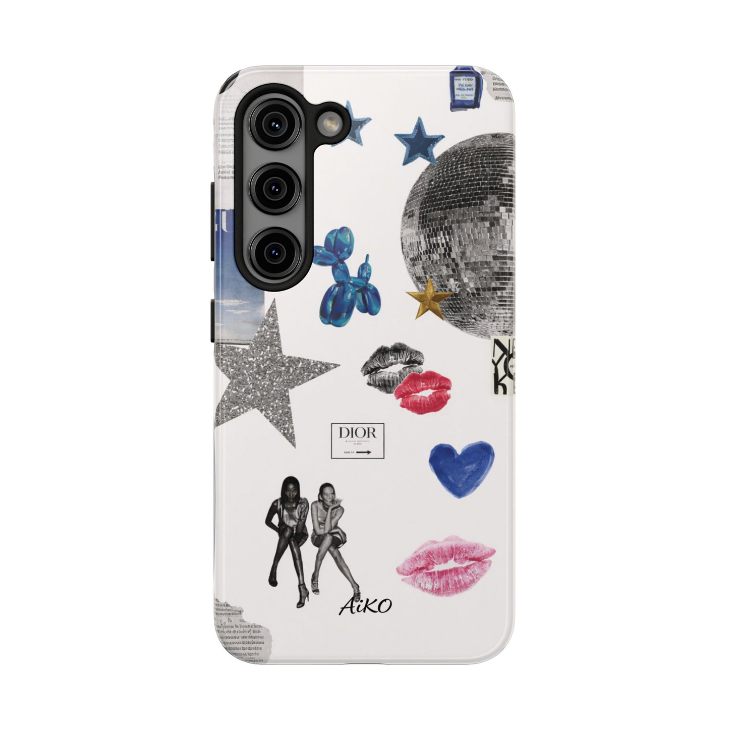 Glam Collage — Tough Protective Phone Case (disco ball, lips, stars)