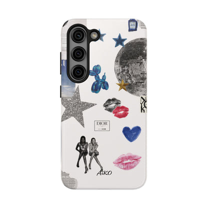 Glam Collage — Tough Protective Phone Case (disco ball, lips, stars)