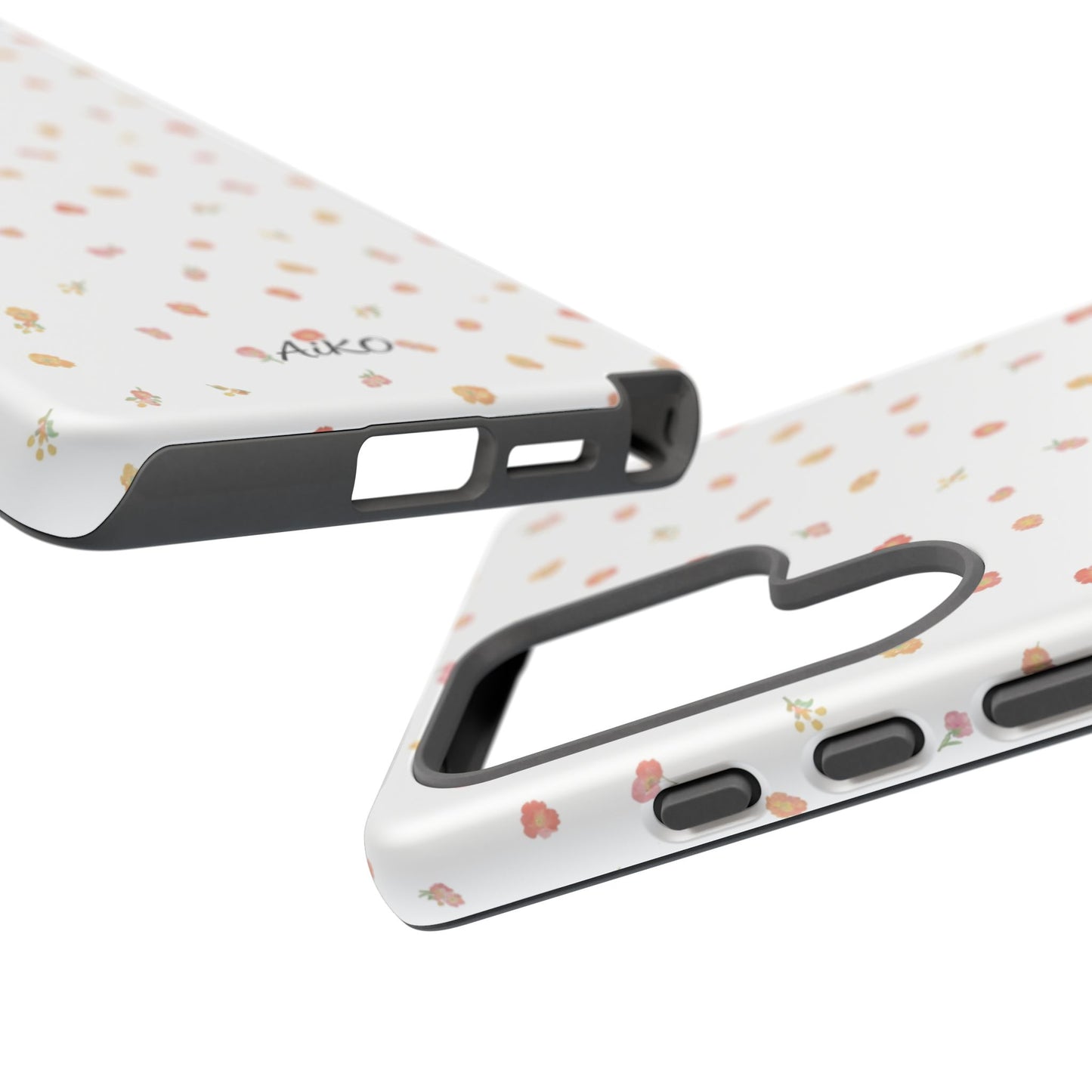 Floral Confetti Tough Phone Case — Minimal White with Tiny Rose Petals