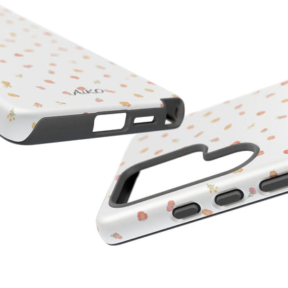 Floral Confetti Tough Phone Case — Minimal White with Tiny Rose Petals
