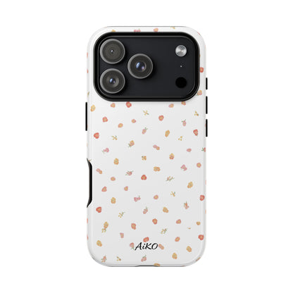 Floral Confetti Tough Phone Case — Minimal White with Tiny Rose Petals