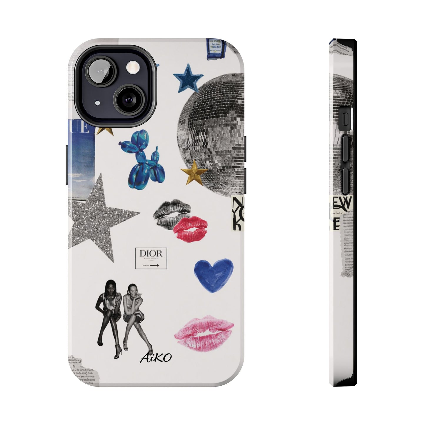 Glam Collage — Tough Protective Phone Case (disco ball, lips, stars)