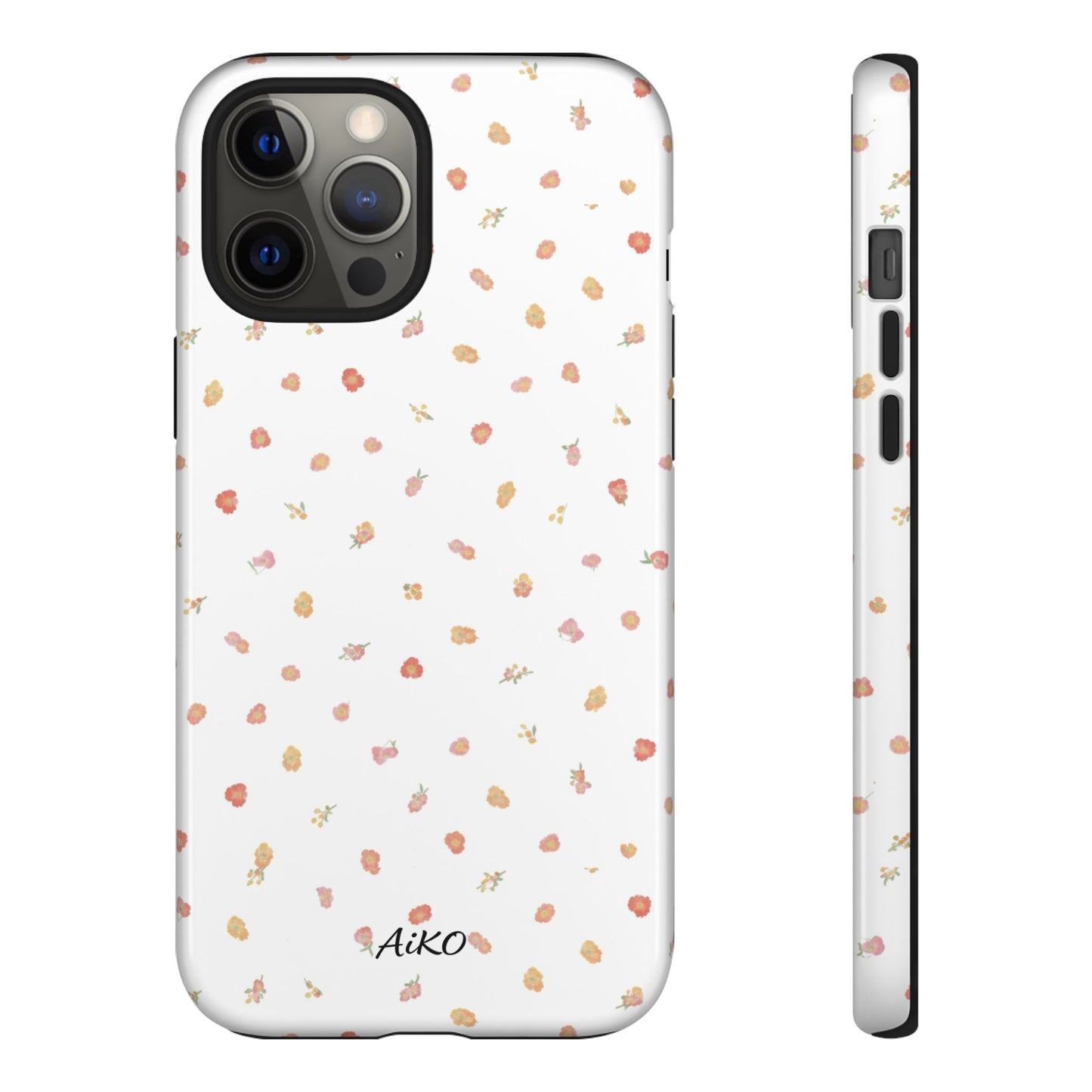 Floral Confetti Tough Phone Case — Minimal White with Tiny Rose Petals