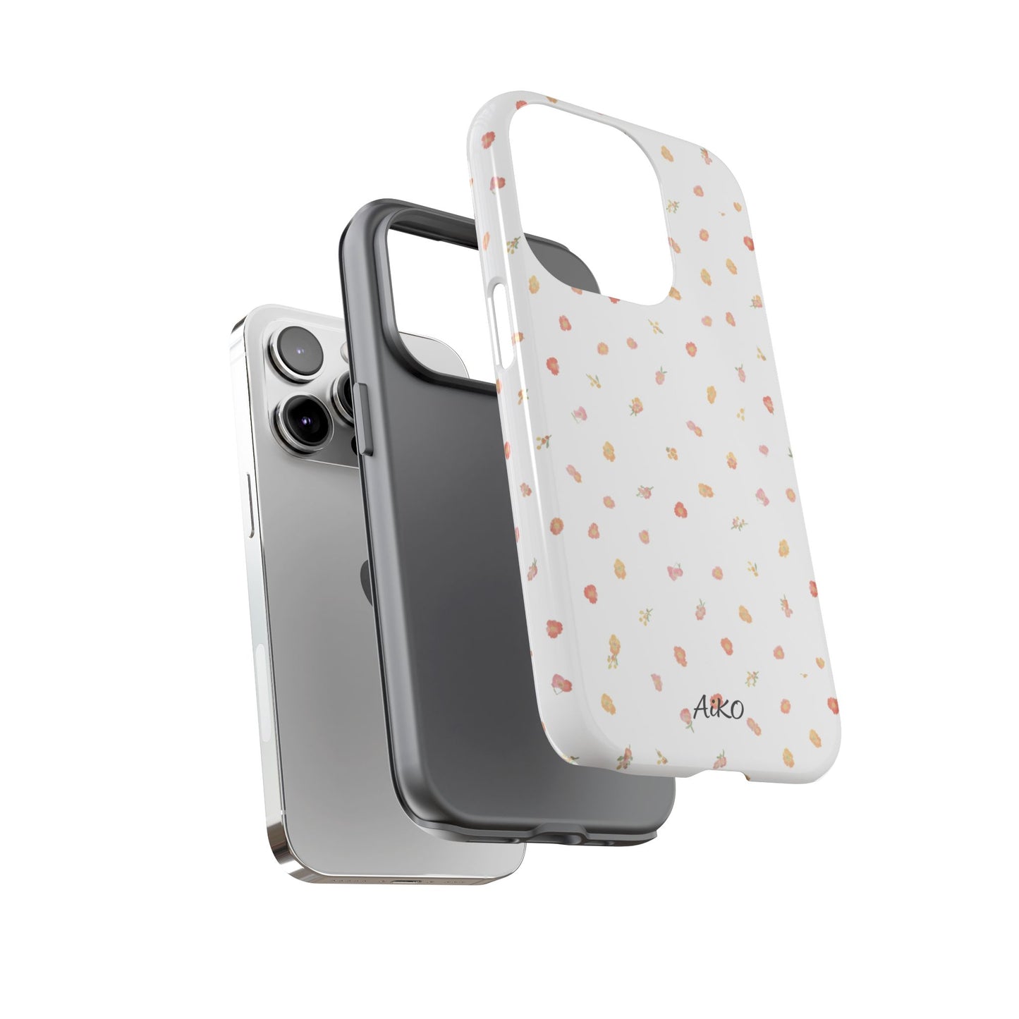 Floral Confetti Tough Phone Case — Minimal White with Tiny Rose Petals