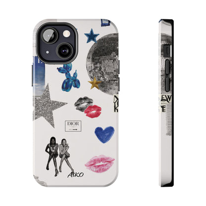 Glam Collage — Tough Protective Phone Case (disco ball, lips, stars)