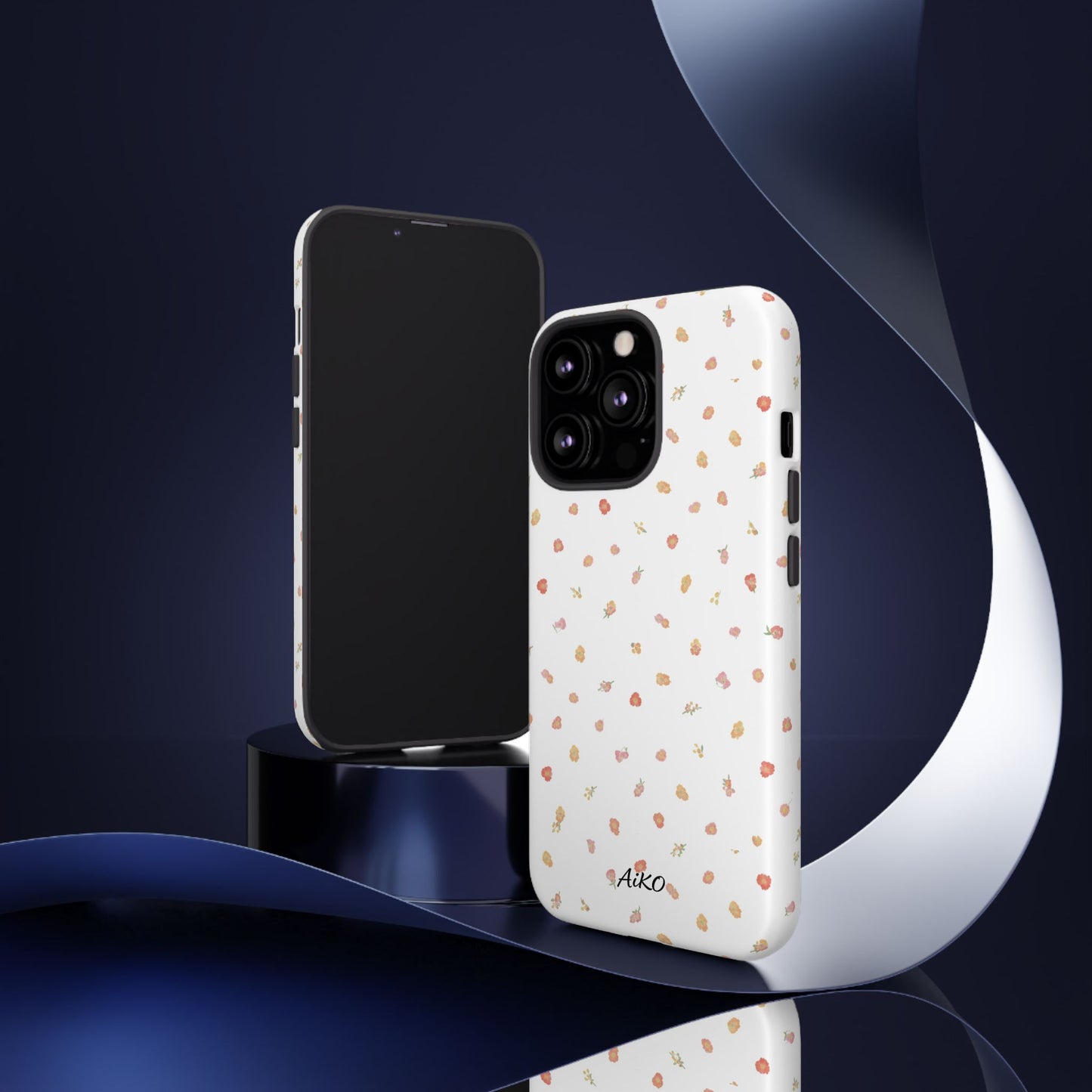 Floral Confetti Tough Phone Case — Minimal White with Tiny Rose Petals