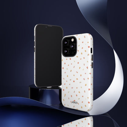Floral Confetti Tough Phone Case — Minimal White with Tiny Rose Petals
